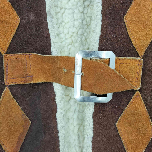 GENUINE LEATHER  70s メキシコ製 裏地ボア フロントベルト ムートンベスト メンズ